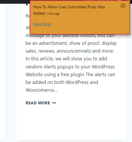 Working alerts on WordPress